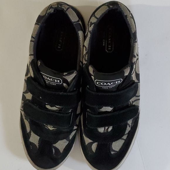 Coach Shoes - Coach Women's Black Signature Logo Velcro Sneakers